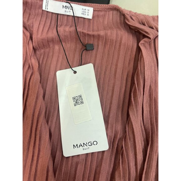 Mango Women's Dusty Pink Pleated Overlap Crop Top Shirt Sz S - NWT - Picture 5 of 7